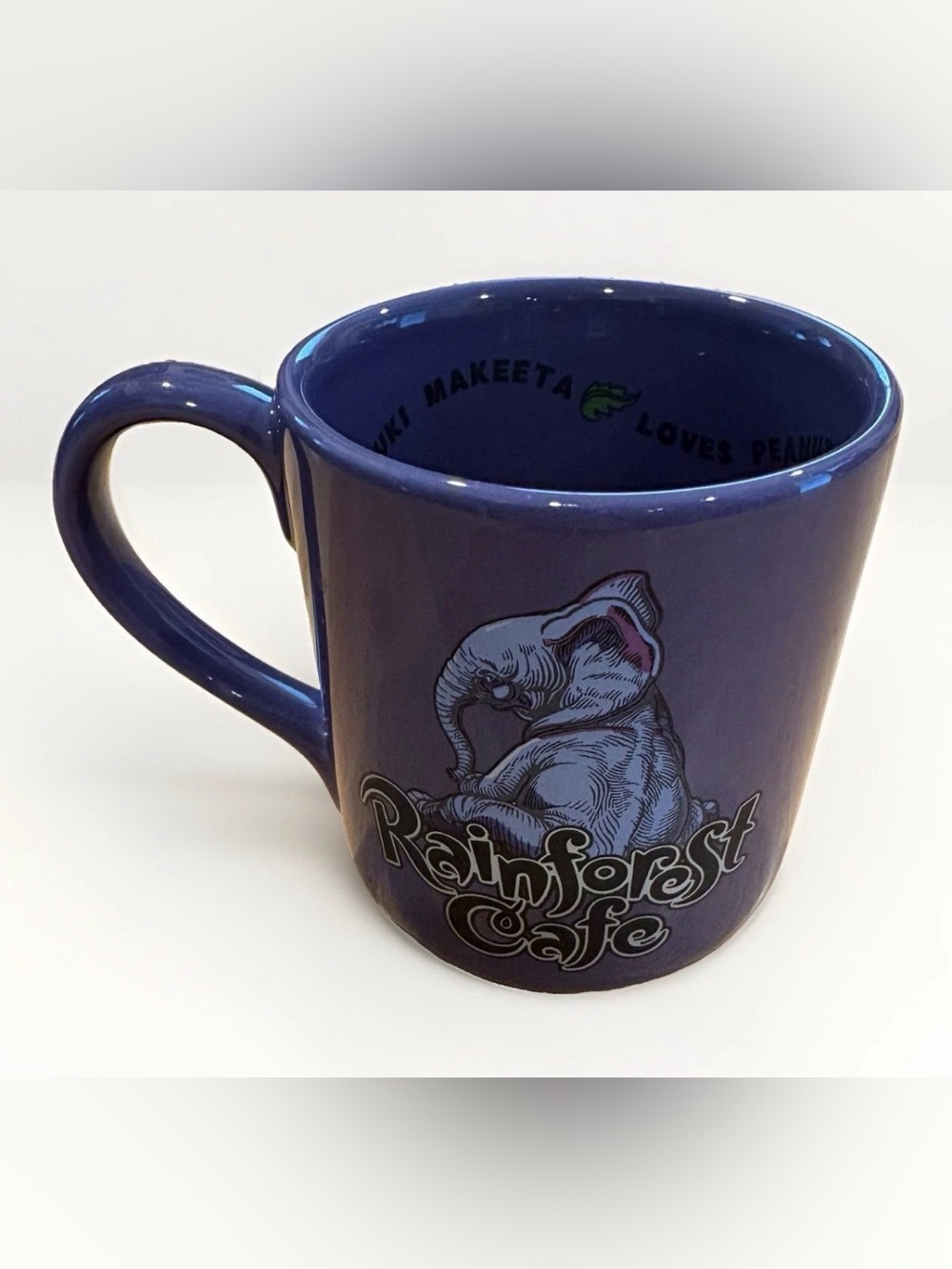 Vintage 90s Rainforest Cafe Mug Purple Elephant 1999 Coffee Cup